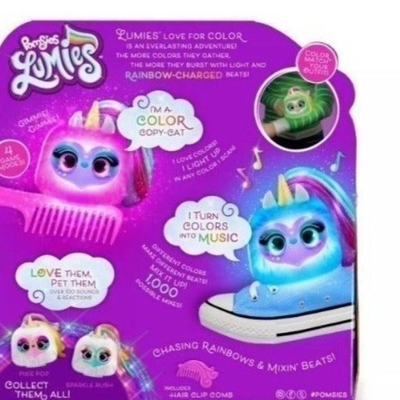 Pomsies Lumies - Rainbow Charged Interactive Pet -Dazzle GoGo-match & glow color - Picture 1 of 7
